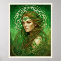 Portrait Of a Woman in Green Irish Celtic Knot