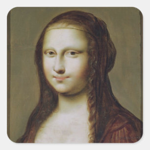 Portrait of a Woman Inspired by the Mona Lisa Square Sticker