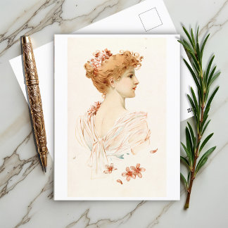 Portrait of a Woman, Louis Prang Postcard