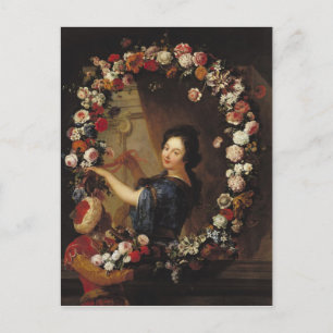 Portrait of a Woman Surrounded by Flowers Postcard