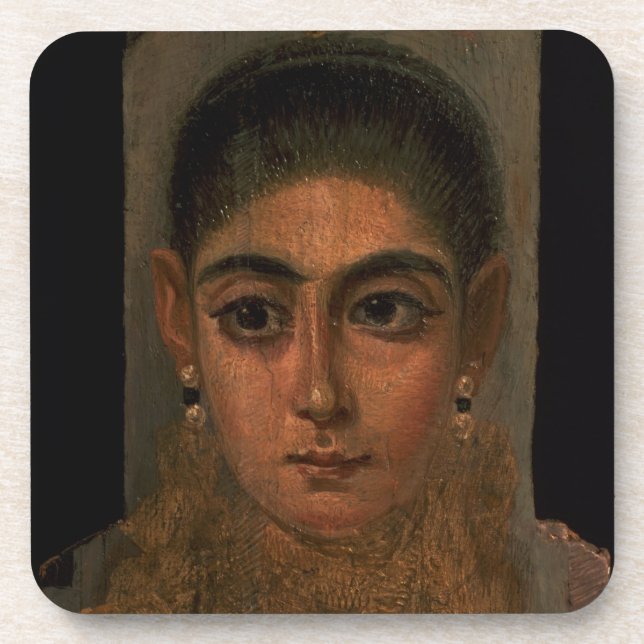 Portrait of a woman wearing a gold pectoral, tomb coaster (Front)
