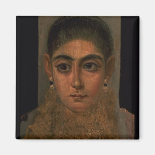 Portrait of a woman wearing a gold pectoral, tomb magnet