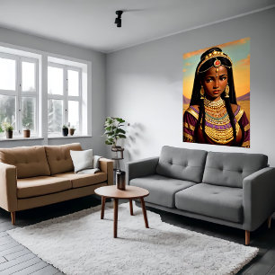 Portrait of a young African Princess   AI Art Poster