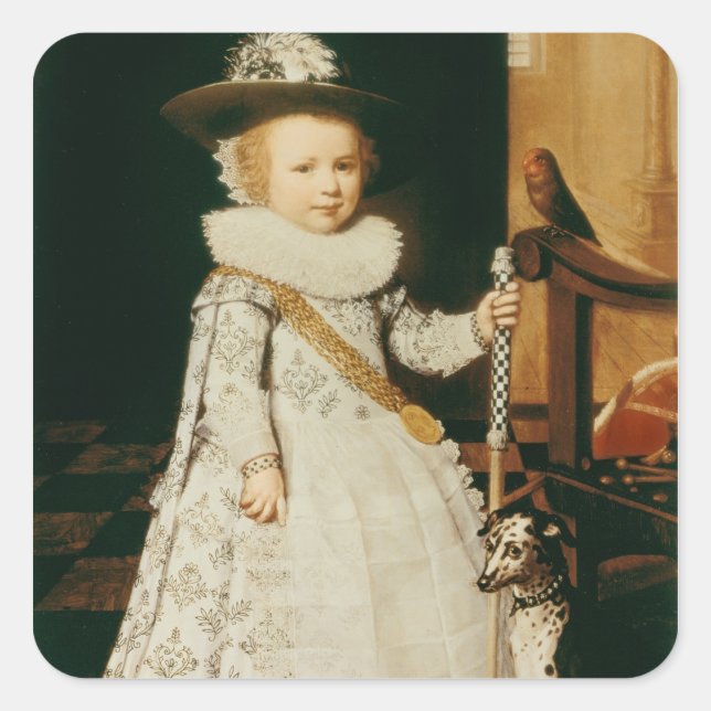 Portrait of a Young Boy Square Sticker (Front)