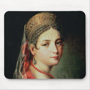 Portrait of a Young Girl in Sarafan and Mouse Mat