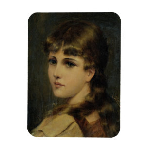 Portrait of a Young Girl (oil on panel) Magnet