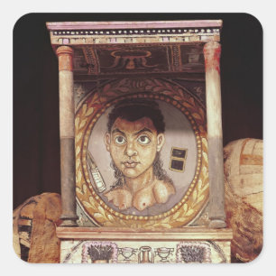 Portrait of a young girl with offerings square sticker