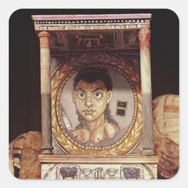 Portrait of a young girl with offerings square sticker (Front)