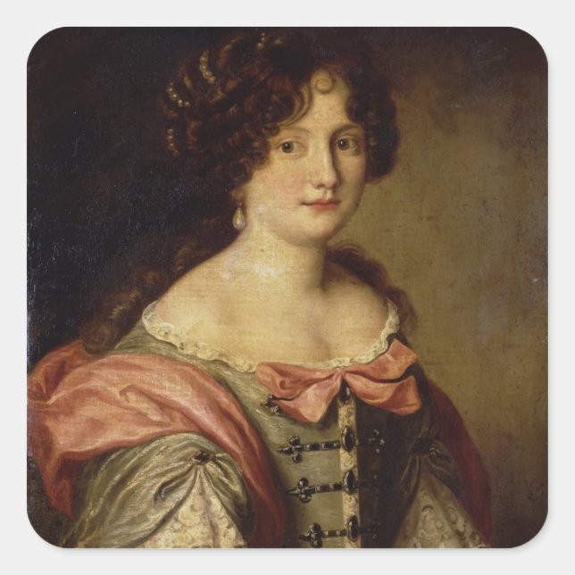 Portrait of a young lady square sticker (Front)
