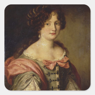 Portrait of a young lady square sticker