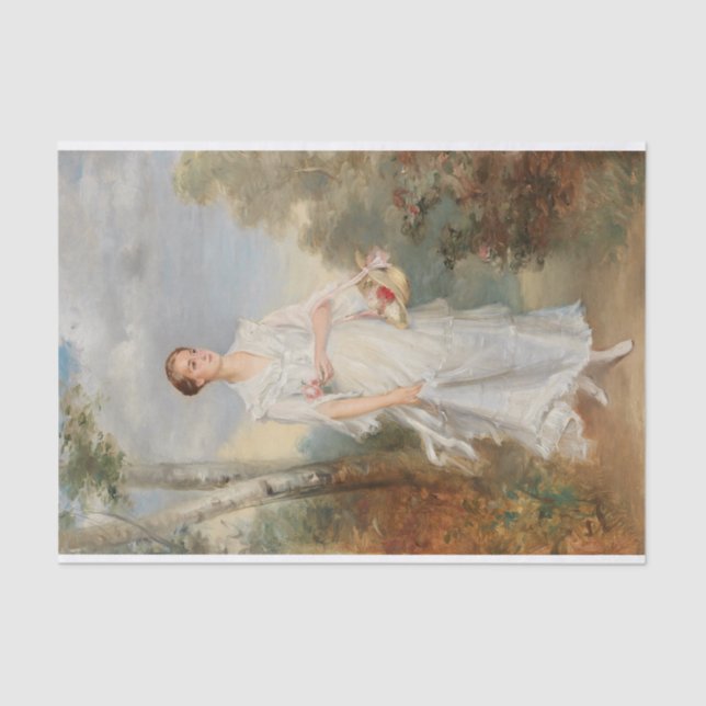 Portrait of a Young Lady with a Basket of Flowers Tissue Paper (Front)