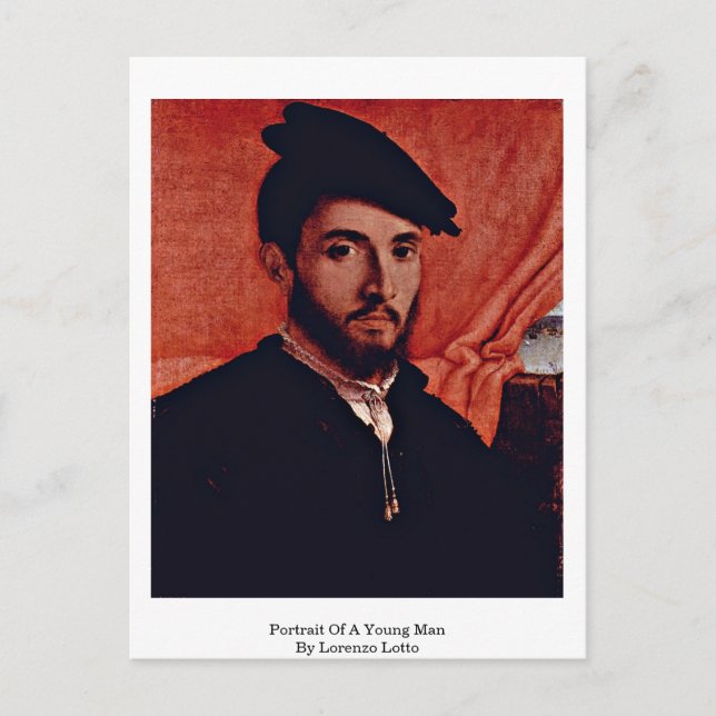 Portrait Of A Young Man By Lorenzo Lotto Postcard (Front)