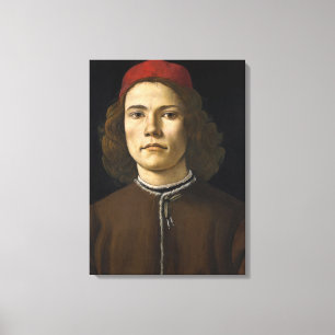 Portrait of a Young Man (by Sandro Botticelli) Canvas Print