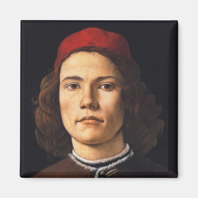 Portrait of a Young Man by Sandro Botticelli Magnet (Front)