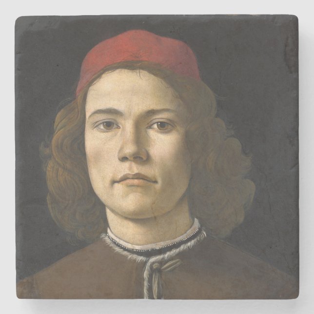 Portrait of a Young Man (by Sandro Botticelli) Stone Coaster (Front)