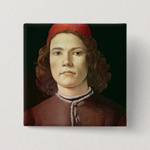 Portrait of a Young Man, c.1480-85 15 Cm Square Badge