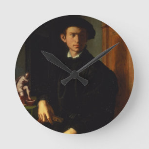 Portrait of a young man, c.1532-40 (oil on panel) round clock
