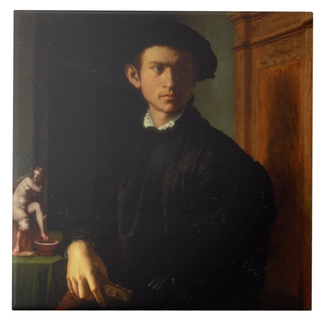 Portrait of a young man, c.1532-40 (oil on panel) tile (Front)