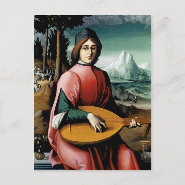 Portrait of a Young Man with a Lute Postcard (Front)