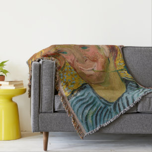 Portrait of a Young Man with Cornflower, Van Gogh Throw Blanket