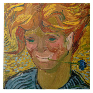 Portrait of a Young Man with Cornflower, Van Gogh Tile