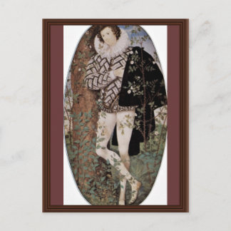 Portrait Of A Young Man With Roses Oval By Nichola Postcard