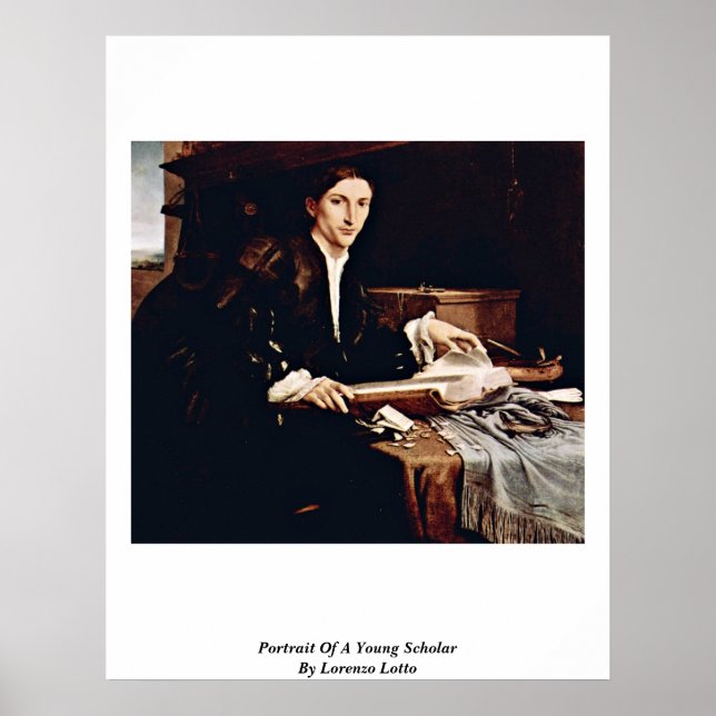 Portrait Of A Young Scholar By Lorenzo Lotto Poster (Front)
