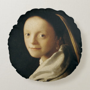 Portrait of a Young Woman, c.1663-65 Round Cushion