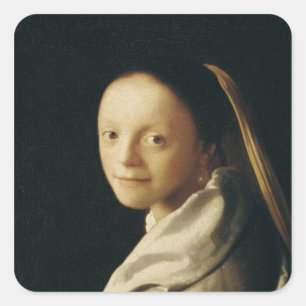 Portrait of a Young Woman, c.1663-65 Square Sticker