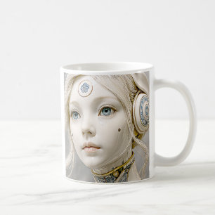 Portrait of a young woman from outside. coffee mug
