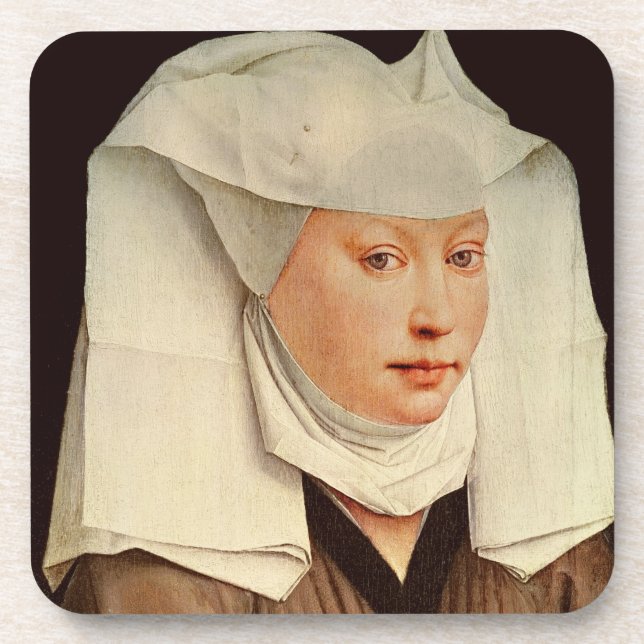 Portrait of a Young Woman in a Pinned Hat, c.1435 Coaster (Front)