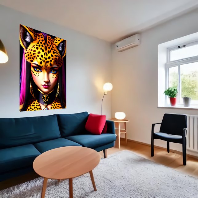 portrait of a Zoomorphic girl cheetah | AI Art  Poster (Creator Uploaded)