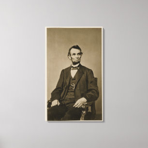 Portrait of Abraham Lincoln (1809-65) (b/w photo) Canvas Print