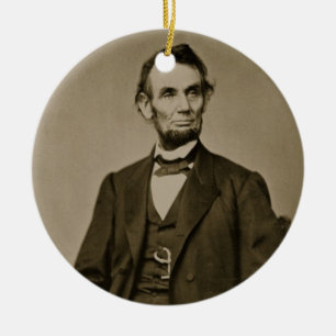 Portrait of Abraham Lincoln (1809-65) (b/w photo) Ceramic Tree Decoration