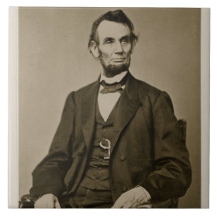 Portrait of Abraham Lincoln (1809-65) (b/w photo) Tile