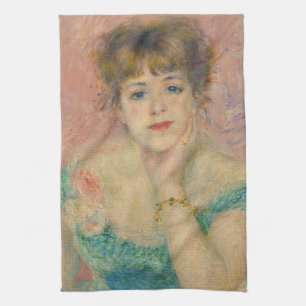 Portrait of Actress Jeanne Samary, Auguste Renoir Tea Towel