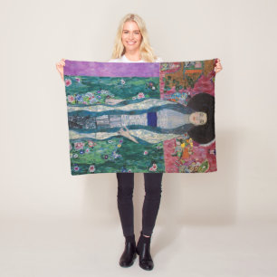 Portrait of Adele Bloch Bauer, Gustav Klimt Fleece Blanket