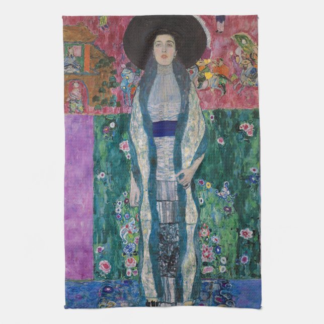 Portrait of Adele Bloch Bauer, Gustav Klimt Tea Towel (Vertical)