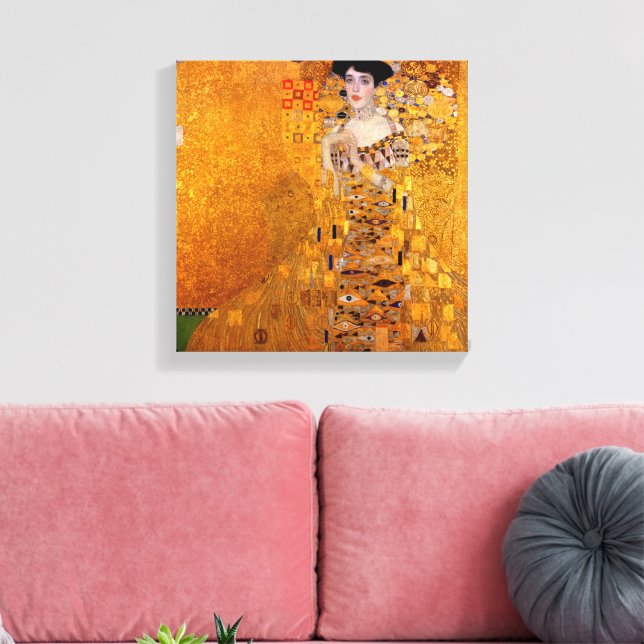 Portrait of Adele Bloch-Bauer I by Klimt Canvas Print (Insitu(LivingRoom))