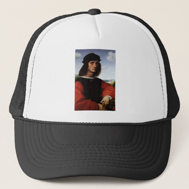 Portrait of Agnolo Doni by Raphael Sanzio Trucker Hat (Front)