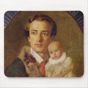 Portrait of Alexander Herzen with his son, 1840 Mouse Mat