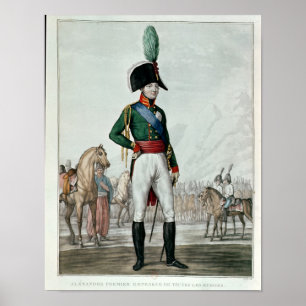 Portrait of Alexander I Pavlovich with his Army Poster