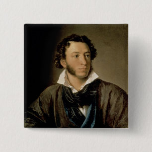Portrait of Alexander Pushkin 15 Cm Square Badge