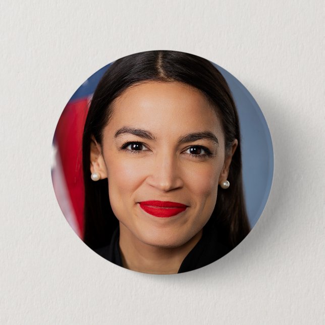 Portrait of Alexandria Ocasio Cortez 6 Cm Round Badge (Front)