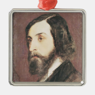 Portrait of Alfred de Musset Metal Tree Decoration
