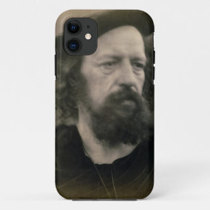Portrait of Alfred, Lord Tennyson (1809-92) (b/w p iPhone 11 Case
