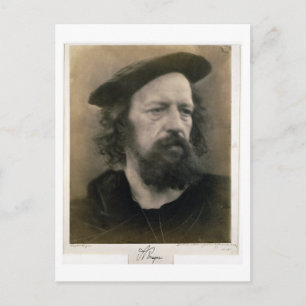 Portrait of Alfred, Lord Tennyson (1809-92) (b/w p Postcard