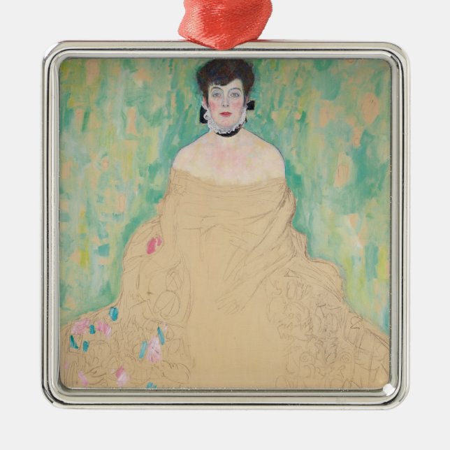 Portrait of Amalie Zuckerkandl by Gustav Klimt Metal Tree Decoration (Front)