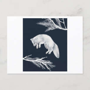 Portrait of an Arctic Fox with a white branch Postcard