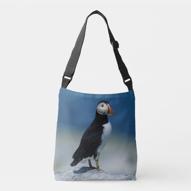 Portrait of an Atlantic Puffin Crossbody Bag (Front)